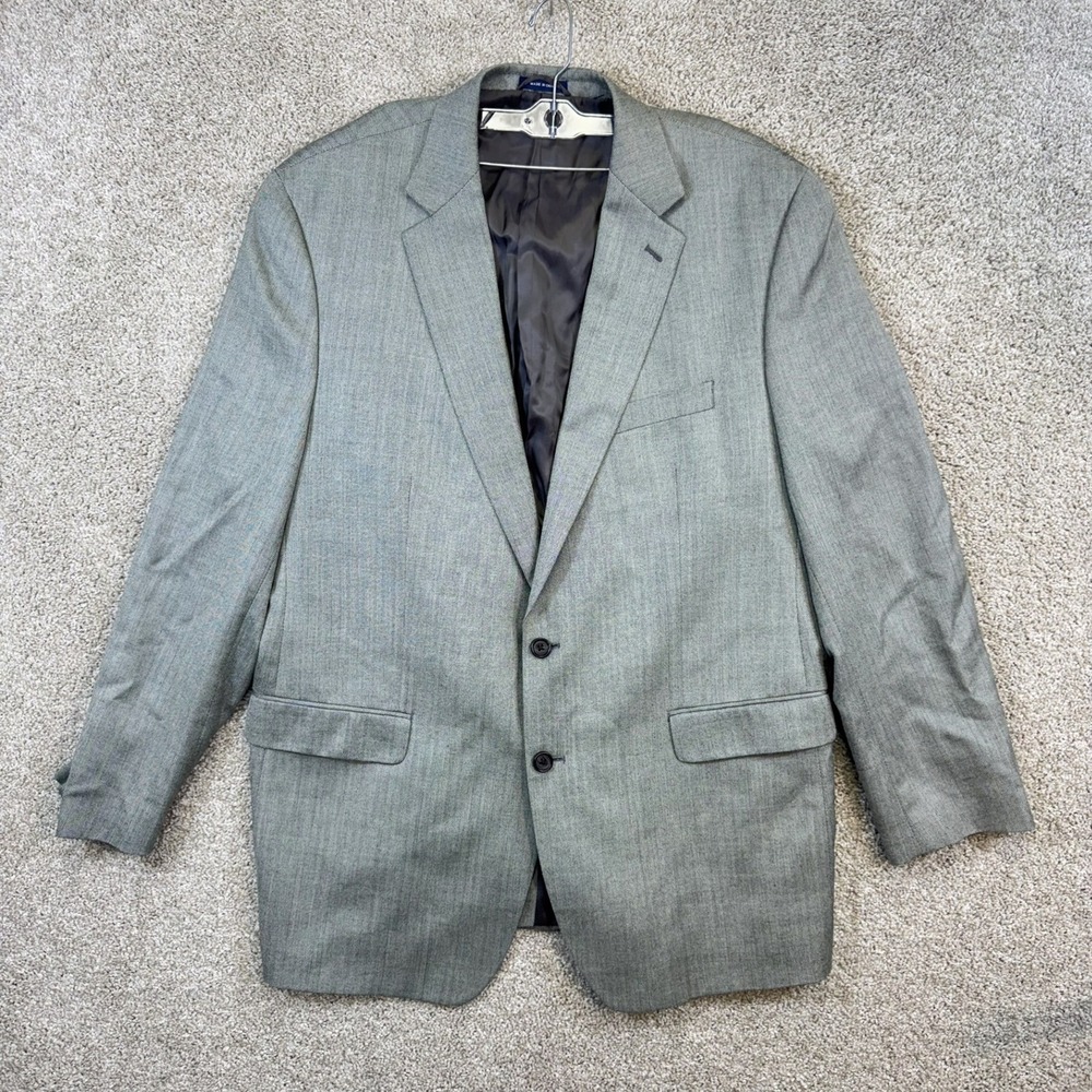 Ralph Lauren Blazer Mens 48L Wool Silk Grey Herringbone Sport Coat EUC
